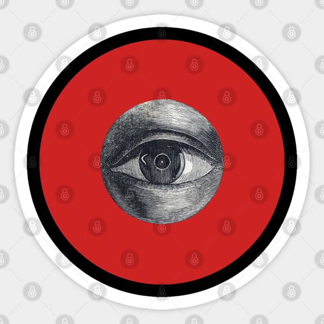 Halloween All Seeing Eye. Signs, and Omens - Red and Black Sticker by SwagOMart